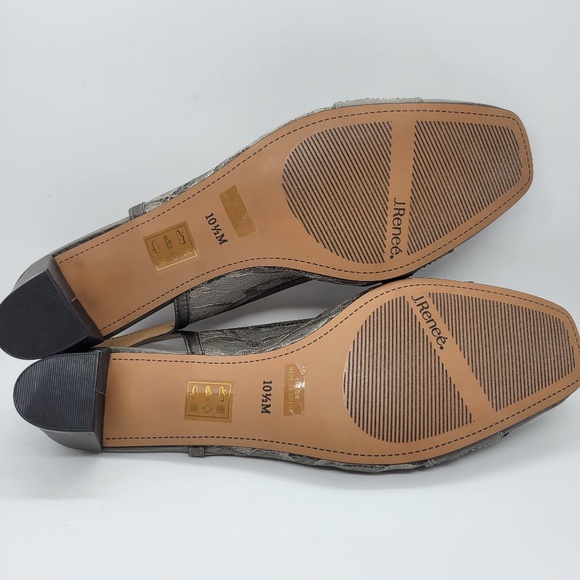 J. Renee Women's Faleece Lace/Satin Pumps Dark Gray 10.5M Block Heel - Picture 6 of 13